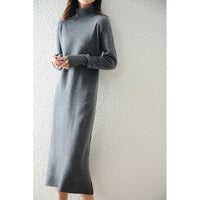 Turtleneck Pure Wool Knitted Dress