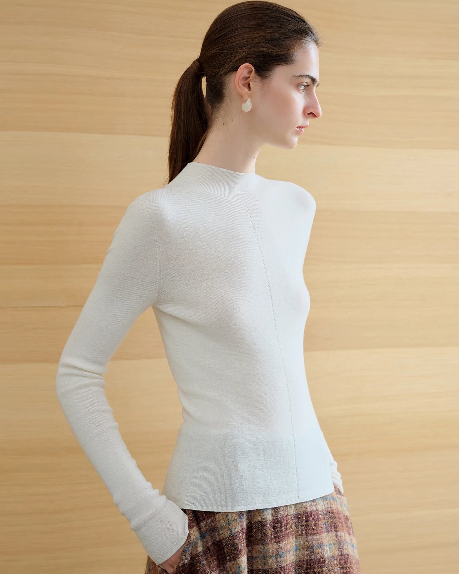 Half-Collar Wool Superfine Seamless Sweater
