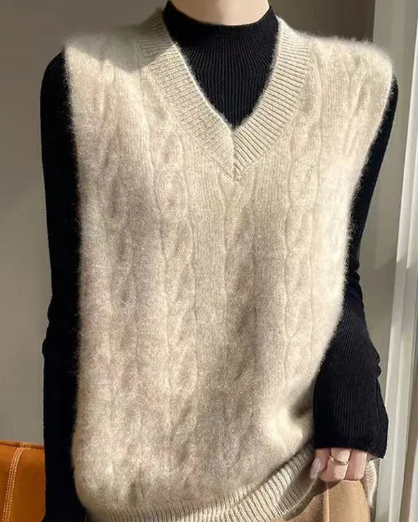 Stylish Loose V-Neck Knitted Vest