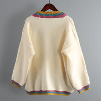 Colorful V-Neck Knitted Short Cardigan