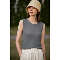 Sleeveless O Neck Knitted Camisole&Vest