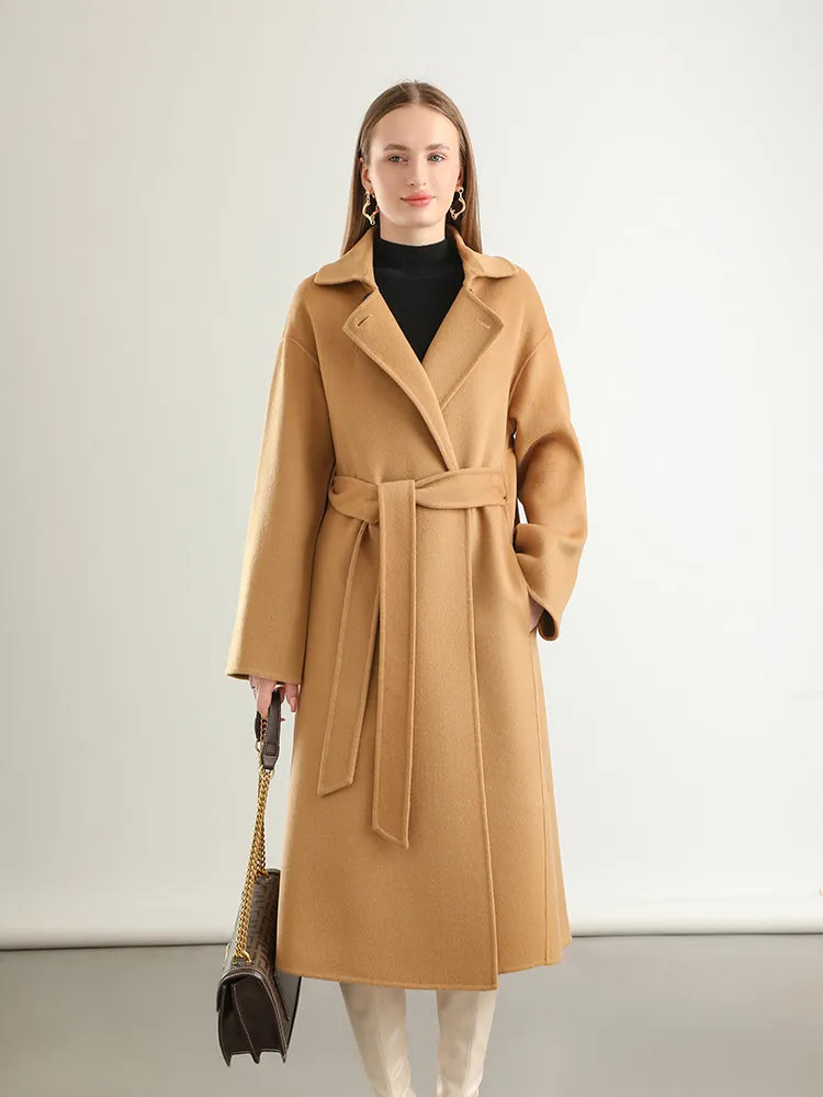 A-Line Pure Wool Belted Trench Coat