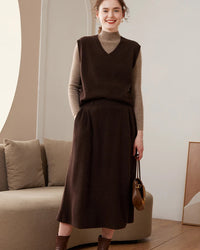 Simple Cashmere V-Neck Sleeveless Vest