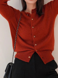 Crewneck 100% Cashmere Short Cardigan