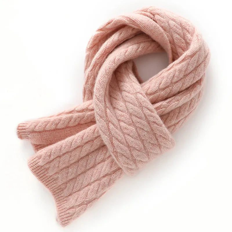 Classic Cable Knit Cashmere Short Scarf