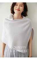 Thick Ribbed 100% Cashmere Shawl Scarf