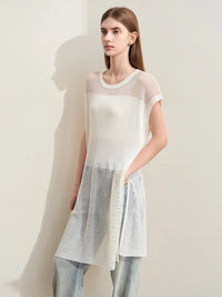 Hollow Out Round Neck Tops