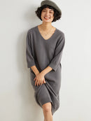 100% Cashmere Half Sleeve Sweater Dress