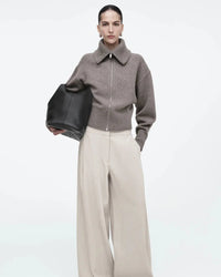 Casual Polo Collar Fitted Knitted Cardigan Sweater