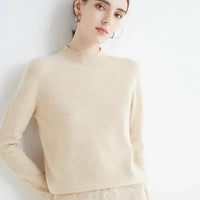 Basic Style Round Neck Wool Jumper