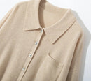 100% Cashmere Knitted Sweater Turn-down Collar Shirt