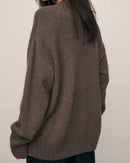 Loose-Fitting Wool Knit V-Neck Sweater