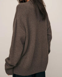 Loose-Fitting Wool Knit V-Neck Sweater