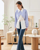 Pointed Collar Irregular Button Slit Short Shirt