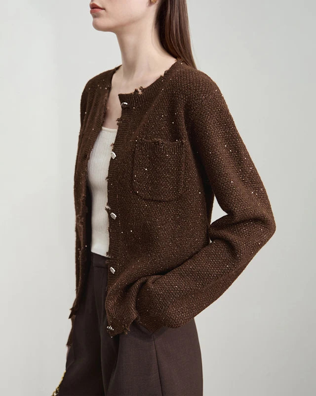 Elegant And Versatile Round Neck Knit Cardigan