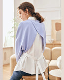 Pointed Collar Irregular Button Slit Short Shirt