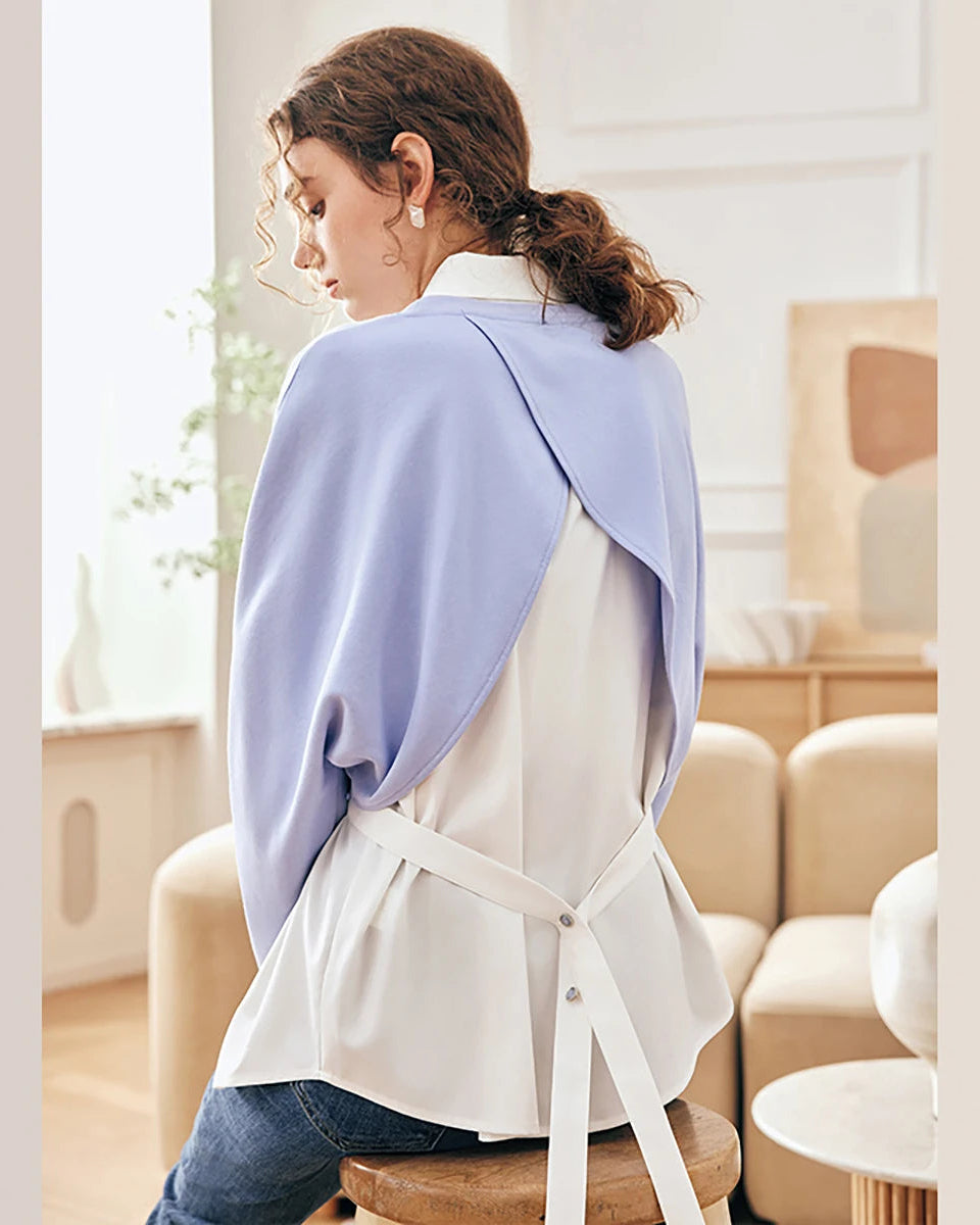 Pointed Collar Irregular Button Slit Short Shirt