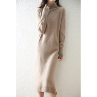 Turtleneck Pure Wool Knitted Dress