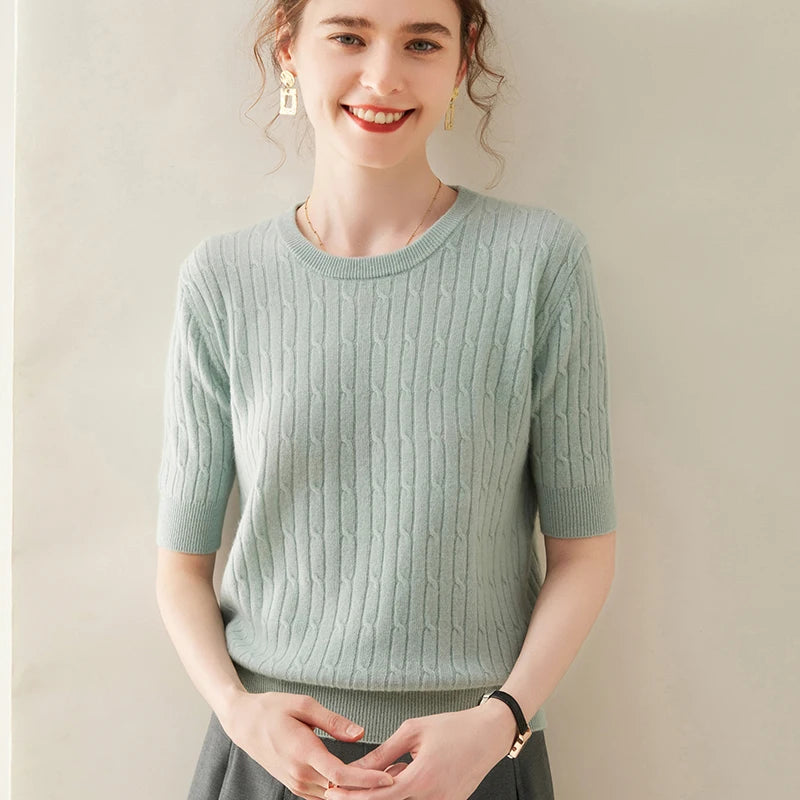 100% Cashmere Short Sleeve Pullover