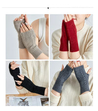 Fingerless Wool-Blended Gloves