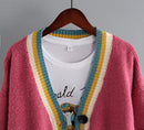 Colorful V-Neck Knitted Short Cardigan