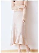 Wool Knitted High Waist A-Line Skirt