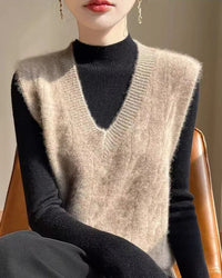 Stylish Loose V-Neck Knitted Vest