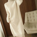 High-Neck Over-The-Knee Wool Dress