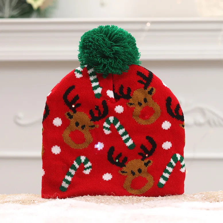 Creative Flashing Led Light Knitted Christmas Hat