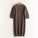 100% Cashmere Half Sleeve Sweater Dress