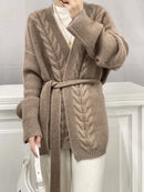 Gentle Short Cable Wool Cardigan