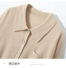 100% Cashmere Knitted Sweater Turn-down Collar Shirt