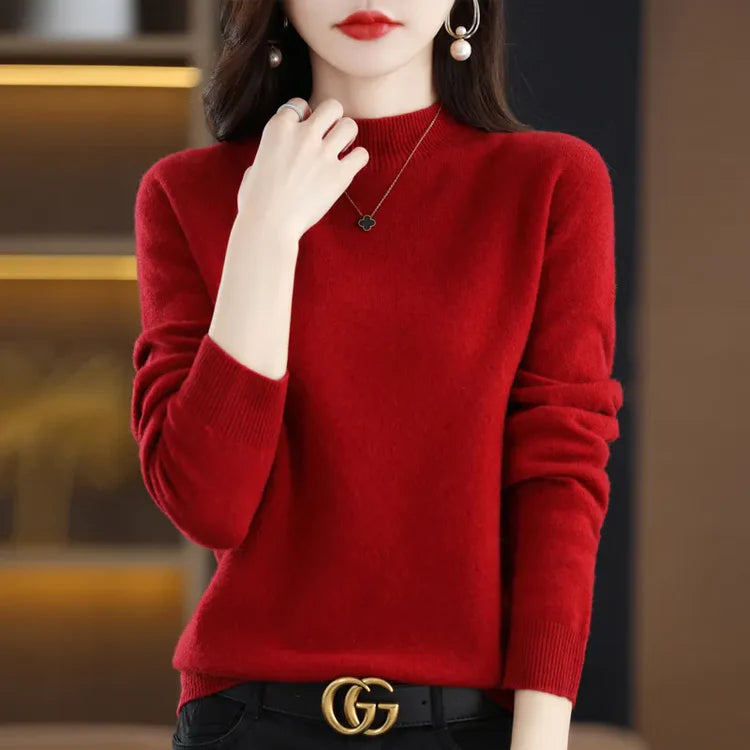 Basic Style Round Neck Wool Jumper