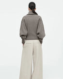 Casual Polo Collar Fitted Knitted Cardigan Sweater