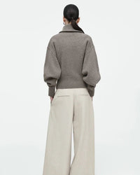 Casual Polo Collar Fitted Knitted Cardigan Sweater