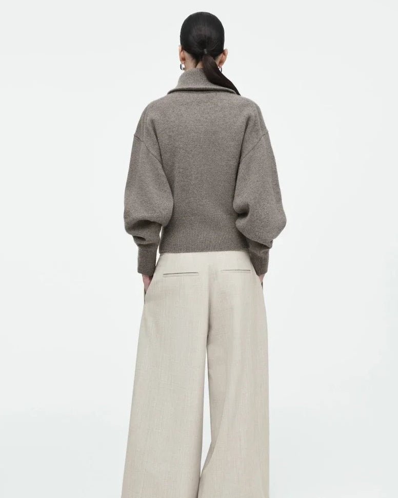 Casual Polo Collar Fitted Knitted Cardigan Sweater