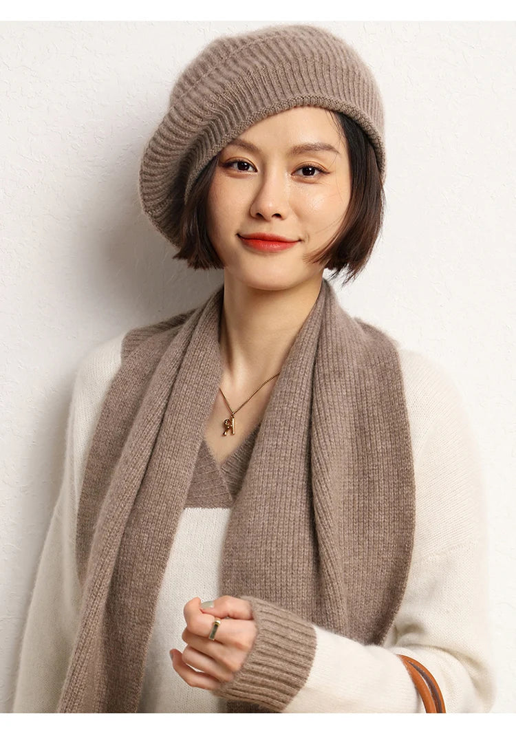 Pure Cashmere Knitted Beret