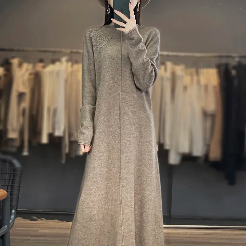 Cashmere and Wool Knitted Long Dress