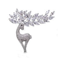 Christmas Deer Rhinestone Brooch Pin