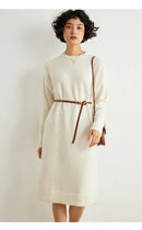 Round-Neck 100% Cashmere Knitted Dress