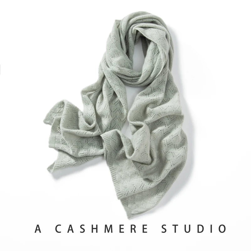 Pure Cashmere Hollow Out Long Scarf