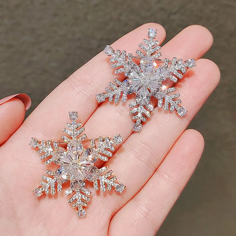 Snowflake Rhinestone Brooch Pins