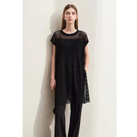 Hollow Out Round Neck Tops