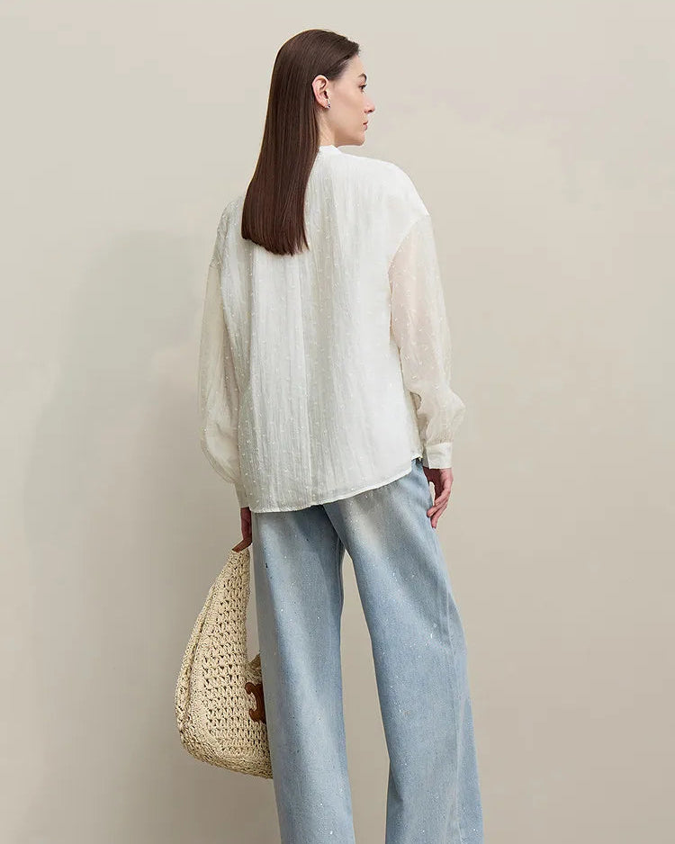 Loose Polka Dot Chiffon Shirt