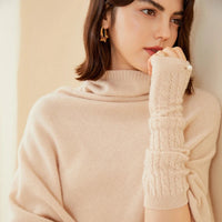 100% Cashmere Long Knitted Arm Warmers Thick Gloves