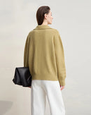 Solid Color Loose V-Neck Long-Sleeved Sweater