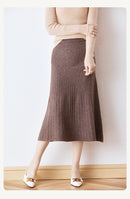 Wool Knitted High Waist A-Line Skirt