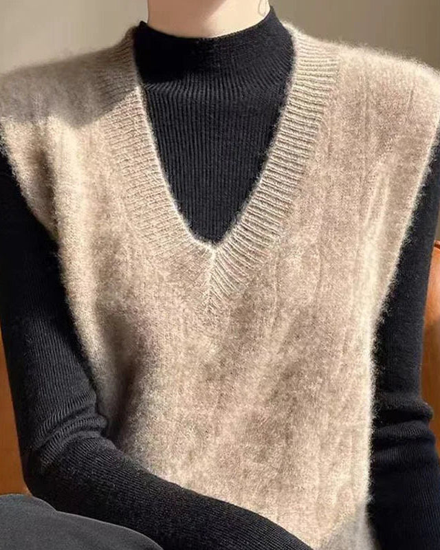 Stylish Loose V-Neck Knitted Vest