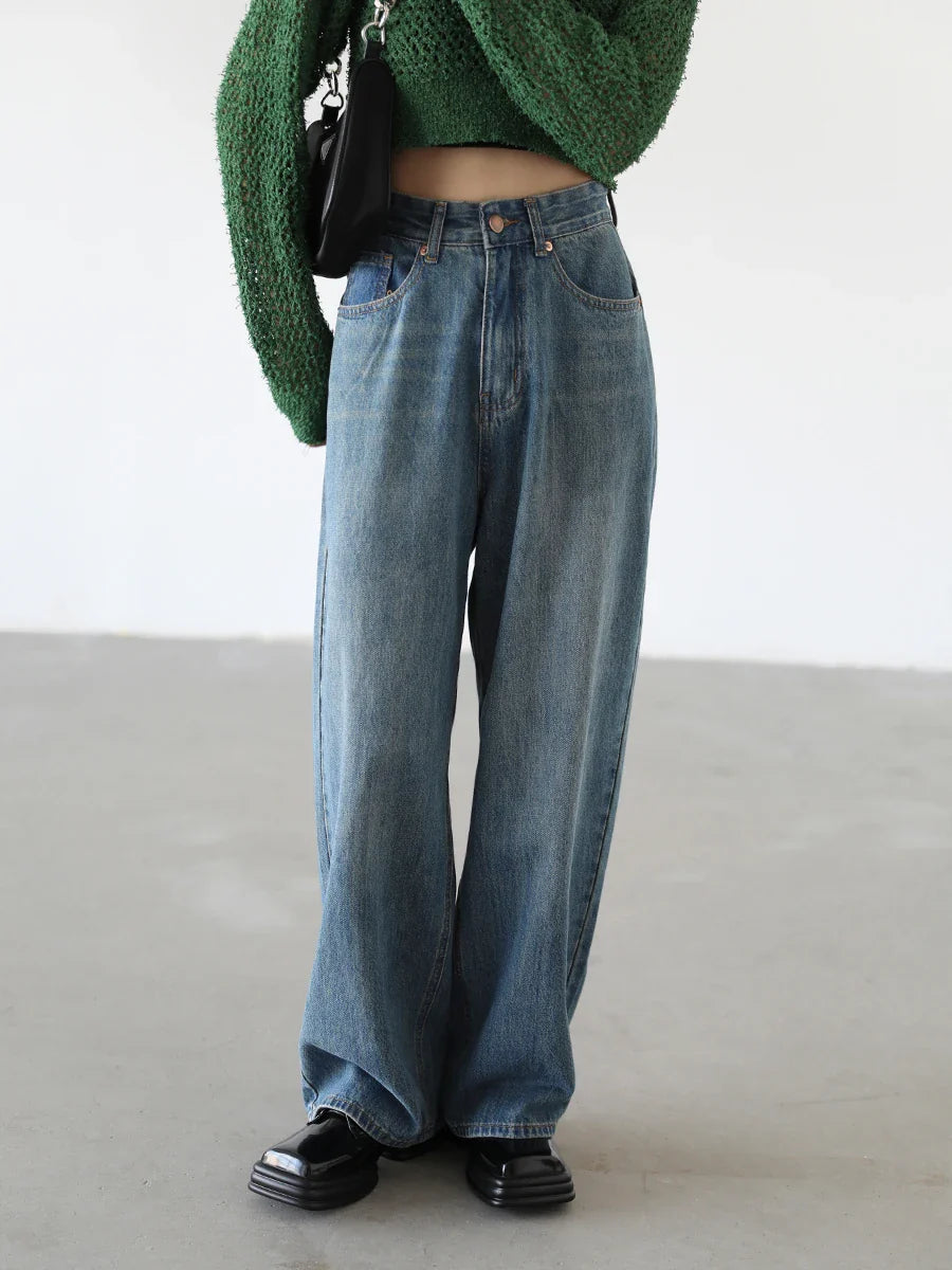 High Waist Wide Leg Denim Pants