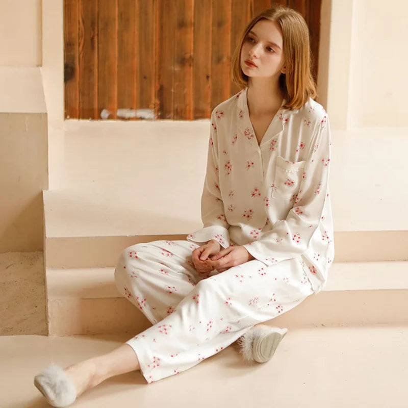 Peach Blossom Printed Pajama Suit